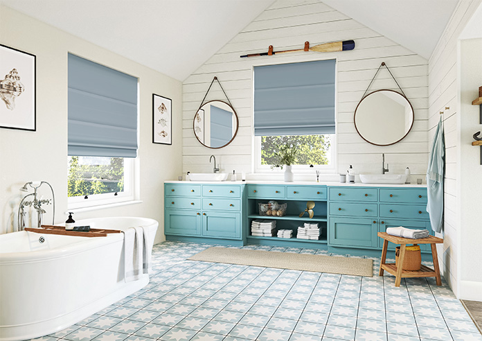 Menton, Tranquil Blue - Motorised Roman Blind - Image 6
